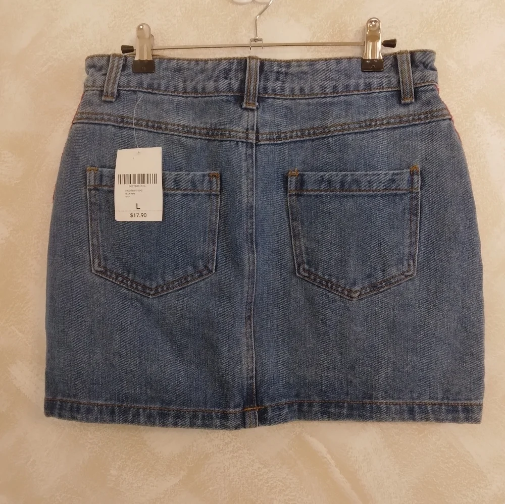 Denim 5 pocket skirt from Forever 21 with True Love Ribbon Decoration on Sides